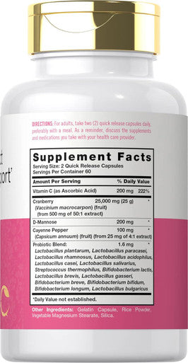 Carlyle Urinary Tract Health for Women | 120 Capsules | Relief for Women | with D-Mannose Cranberry Complex & Probiotics | Non-GMO Gluten