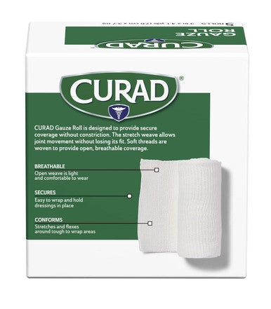 Curad Stretch Rolled Gauze 3" x 4.1 yds. Pack of 24