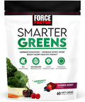 Force Factor Smarter Greens Superfood Chews, Greens and Superfoods with Probiotics, Antioxidants, and Fiber, Greens Supplement to Support Digestion, Nitric Oxide, and Energy,, 60 Soft Chews