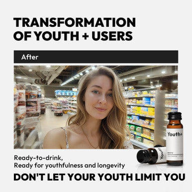 BIGVITA Youth+ | NAD+ Shots for Anti-Aging, Energy, Skin & Hair Health, Cognitive Support | Ready-to-Drink Supplement | Beauty from Within | Vegan, Made in USA