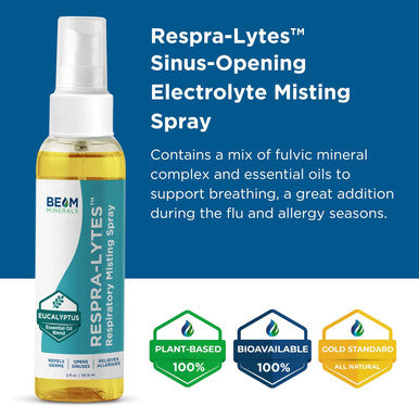 Beam Minerals Respra-Lytes Sinus-Opening Electrolyte Misting Spray With Fulvic Mineral Complex And Essential Oils That Support Respiratory Health 2 Fl Oz