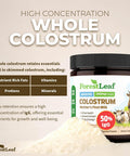 Forestleaf Colostrum Powder 50% Igg Highest Pure Concentration, Grass Fed Colostrum Supplement For Gut Health, Immune Support And Muscle Recovery, Bovine Colostrum For Humans, Unflavored, 45 Servings