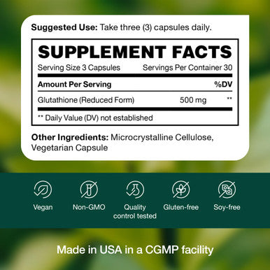 Fresh Nutrition Glutathione Supplement Capsule Strongest DNA Verified Glutathione Reduced Vegan Friendly Non GMO Gluten & Soy Free