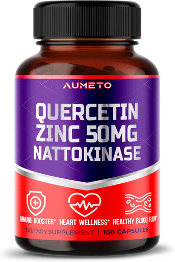 Aumeto Zinc Quercetin 10:1 Immune Support with VIT C VIT D3 Bromelain Elderberry Turmeric Echinacea Ashwagandha Ginger 150 Days Supply (150 Count (Pack of 1))