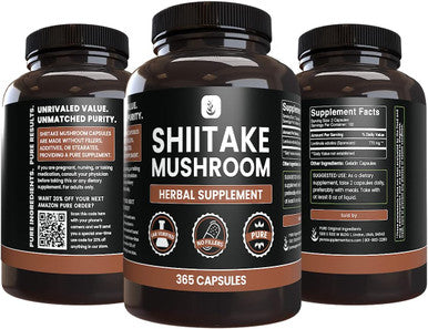 PURE ORIGINAL INGREDIENTS Shiitake Mushroom (365 Capsules), No Magnesium Or Rice Fillers, Always Pure, Lab Verified