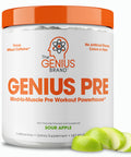 Genius Pre Workout Powder, Sour Apple - All- Nootropic Pre-Workout & -Free Nitric Oxide Booster Supplement with Beta Alanine & Alpha GPC - No Flavors, Sweeteners, or Dyes