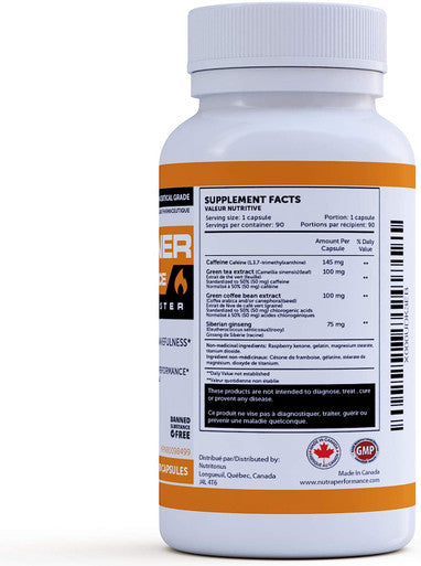 Fat Burner X-Burner Thermo Booster & Weight Loss Supplement - 90 Capsules