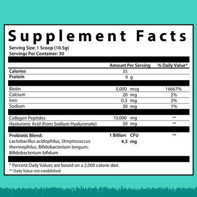 Grass Fed Collagen Peptides Powder Supplement Vital Probiotics NonGMO Collagen Powder Type I and III Keto Paleo Gluten Free Kosher Hydrolyzed Protein by GoBiotix Unflavored 30 Servings