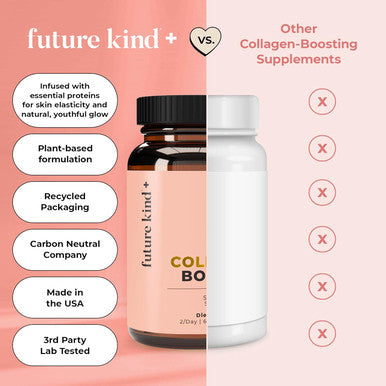 Future Kind Vegan Collagen (60 Vegan Capsules In Glass Bottle) Aids In Collagen Production Collagen Pills For Women and Men With Biotin And Vitamin C Collagen Pills For Women Hair Skin Nails
