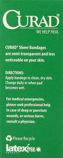 Curad Sheer Adhesive Bandages 4-Sided Seal Assorted Sizes Advanced Wound Care 80 Count Pack of 4