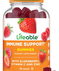 Lifeable Immune Support Gummies For Adult Elderberry Vitamin C And Zinc Great Tasting Elderberry Immune Support Supplement Gummies Immunity Gummies For Adults, Men, Women 90 Gummies
