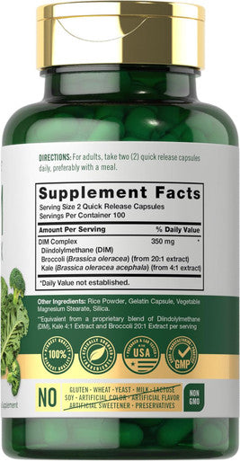 Carlyle DIM Supplement | 350mg | 200 Count | Vegetarian Non-GMO & Gluten Complex