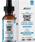 Ionic Zinc Liquid Drops - 60ml Glass Bottle - 120 Servings - High Strength 15mg - Boosts Metabolism & Supports Healthy Immune System