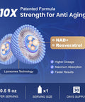 Liposomal Nad+ Supplement With Resveratrol, Anti-Aging, Energy Boost & Cellular Health Support, 15.2 Fl. Oz Nad Liquid For Men & Women (30 Pouch)