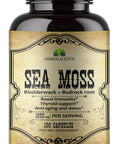 HERBALICIOUS Sea Moss Capsules - 1000 Mg Irish Sea Moss With Bladderwrack And Burdock Root For Immune Support, Thyroid Supplement, Healthy Skin, And Detox - 100 Irish Sea Moss Capsules
