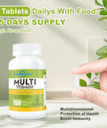 Adult Multivitamin/Multimineral For Immune Health, Dietary Supplement For Energy, Brain, Eye Health With Vitamin A, C, D3, E, Calcium & More, Gluten Free, 75-Days Supply, 150 Tablets