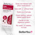 BetterYou Oral Spray Iron Supplement, 1.25mg Strength per Single Spray, 0.85 Fl Ounce (192 sprays), Baked Apple