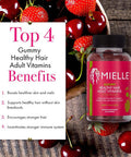 Mielle Organics Adult Healthy Hair Formula Gummy Vitamins with Biotin, 60 Count