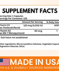 VITBOOST Vitamin D3 K2 Complex Easy to Swallow Vitamin D (D3) 5000 IU (125 mcg) and K2(MK7) 90 mcg NonGMO GlutenFree USA Made 120 Capsules