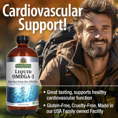 Nature'S Answer Liquid Omega-3 | Deep Sea Fish Oil with EPA/DHA Dietary Supplement | Cardiovascular Support | No Preservatives & Gluten- 16oz (Pack of 1)