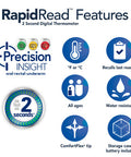 Vicks RapidRead Digital Thermometer Accurate, Color Coded Readings in 2 Seconds - Digital Thermometer for Oral, Rectal or Under Arm Use