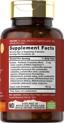 Carlyle Prebiotic Probiotic & Postbiotic | 25 Billion CFU | 50 Powder Pills | Men and Women's Digestive Health | Vegetarian and Non-GMO Supplement