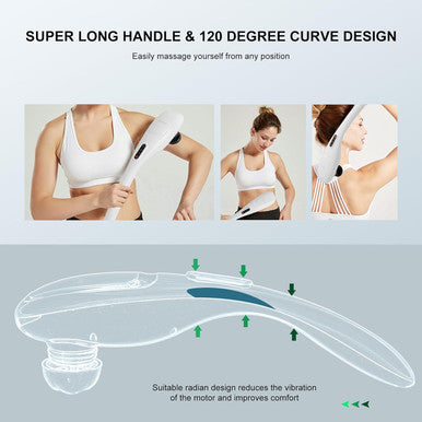 Megawise Cordless Handheld Back Massager W/Rechargeable 3200Mah Battery, 5 Speed And 5 +2 Massage Nodes With Hard, Medium And 2 Soft Silicone Nodes Massage While Moving Around (Pearl White)