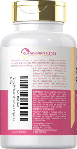 Carlyle Prebiotic & Probiotic for Her | 50 Billion Active Organisms Per Serving | 50 Capsules | Vegetarian Supplement for Women