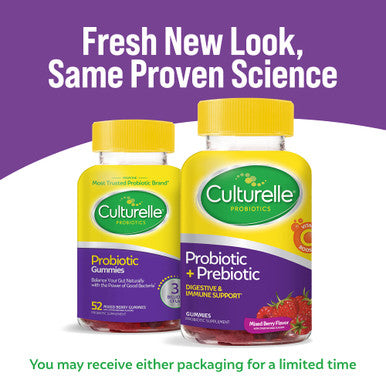 Culturelle Daily Probiotic Gummies for Men and Women Probiotic Prebiotic with Vitamin C Boost Digestive Immune Support Gluten Free NonGMO Mixed Berry Flavor 52 Count