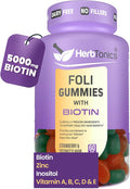 Herbtonics Foli Gummies Biotin Gummies With Hair Vitamins Hair Growth Supplement For Women & Men Hair, Skin And Nails Vitamins Gummies For Women Vitamins For Hair Growth 60 SugarGummies