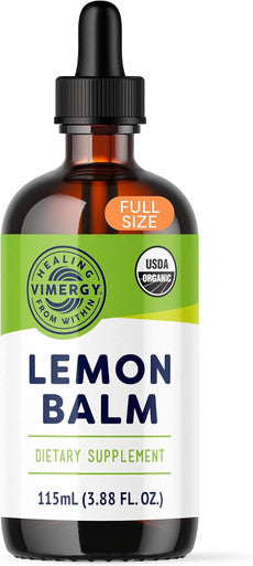 Vimergy Lemon Balm Eases Stress & Tension* Supports Brain Performance* Usda Certified Organic Non-Gmo Alcohol-Free 115 Ml (115 Servings)