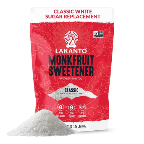 Lakanto Classic Monk Fruit Sweetener with Erythritol - White Sugar Substitute, Zero Calorie, Keto Diet Friendly, Zero Net Carbs, Baking, Extract, Sugar Replacement (Classic White - 8.29 oz)