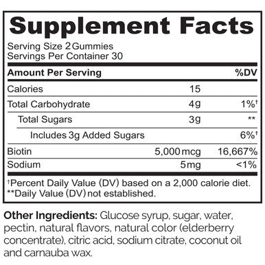 Naturelo Biotin Gummies - Supports Healthy Hair Skin & Nails - High Potency 2500 Mcg - Non Gmo Gluten Free 60 Gummies