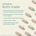 True Grace Mushroom Lion's Mane Brain Nerve & Cognitive Support - 120 Count Capsules - Organic
