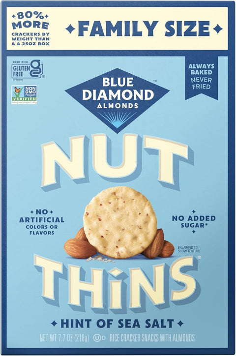 Blue Diamond Almonds Nut-Thins Hint of Sea Salt, 4.25 oz, Pack of 6
