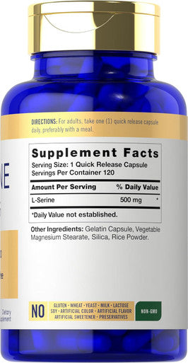 Carlyle L Serine Capsules 500 mg | 120 Count | Non-GMO & Gluten Supplement