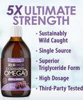 Aquaomega 5X Ultimate Strength High Dha Omega-3 Liquid With Epa And Vitamin D - Wild Caught Omega 3 Fish Oil Liquid - 4500Mg Of Omega 3 Supplements - 450Ml Grape