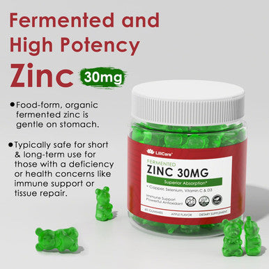 Zinc Gummies 30Mg, High Absorption Fermented Zinc Supplements + Copper, Selenium, Vitamin C & D, Black Elderberry, Zinc Complex For Daily Immune Support, Powerful Antioxidant, Vegan, Sugar 2 Pack