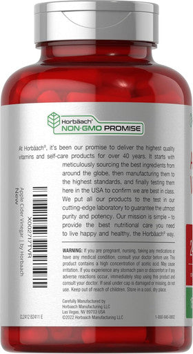 Horbaach Apple Cider Vinegar Capsules 2400Mg 150 Count Non-Gmo Gluten Supplement