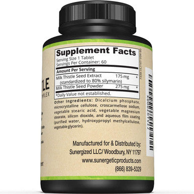 Premium Milk Thistle Complex - Supports Healthy Liver Function - Detox & Cleanse - Powerful Milk Thistle Extract & Seed Powder - Standardized Silymarin Content - 60 Milk Thistle Tablets