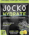 Jocko Fuel Hydrate Electrolytes Powder Packets Low Sugar - Hydration Amplifier Packets for Recovery, Dehydration, & Exercise - with Vitamins B6, B12 & C (16 Packets) Lemon Lime