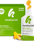 Healthycell Vegan Daily Multivitamin Liquid Supplement With Iron And Omega-3 25+ Essential Vitamins Minerals & Nutrients For Brain & Heart Health Immune Support & Energy - 30 Gel Packs