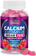 Nature'S Nutrition Sugar Calcium Gummy Bites Plus 400 IU Vitamin D3 Bone Health & Immune Support Supports Bone Strength - Chewable Calcium Nutrition Supplement Non-GMO Berry Flavor Chews - 120 Gummies