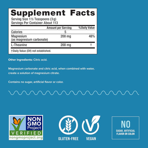 Natural Vitality Calm Mind Magnesium Citrate + LTheanine Powder Supports a Healthy Response to Stress Gluten and Vegetarian Honey Chamomile 12 oz.