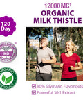 Liver Cleanse Detox & Repair, Organic Milk Thistle 12000 Mg 120 Day Support Supplement, 30X Seed Extract with Silymarin Pills, MD Pure Herbal Kidney Lung Health Fast Active Aid Formula 120 Capsules
