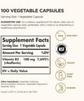 Solgar Vitamin B2 (Riboflavin) 100Mg 100 Vegetable Capsules Energy Metabolism Healthy Nervous System NonGmo Vegan Gluten Dairy Kosher 100 Servings