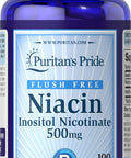 Puritan's Pride Flush Free Niacin 500 mg 100 Capsules