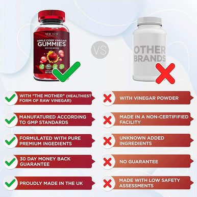 Leaf Products Apple Cider Vinegar Vegan Gummies Huge 3 Months Supply with The Mother High Strength + Vitamin B12 Folate Pomegranate & Beetroot Fresh Pure Unfiltered Vinegar Not Powder