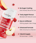 Vitabright Vegan Apple Cider Vinegar Gummies High Strength 1000mg Raw & Unfiltered 60 Apple Cider Gummies That Work Fast (1 Month) Apple Cider Vinegar Gummy Vitamin C Chromium Pomegranate VitaBright ACV