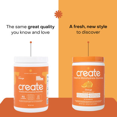 Create Creatine Monohydrate Gummies for Men and Women Boost Focus Strength and Endurance Anti-Melting Formula Vegan Gluten-Free Non GMO 1.5g of Creatine per Gummy Orange 90 Count